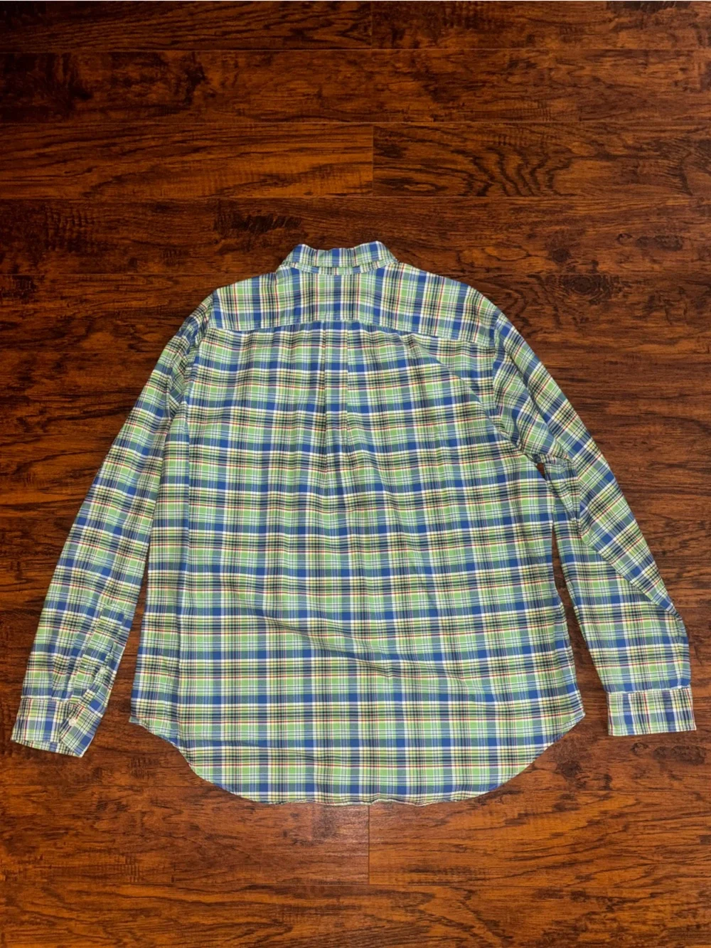Ralph Lauren Vintage Oxford Cotton Polo Pony Green Blue Plaid Button-Down Shirt